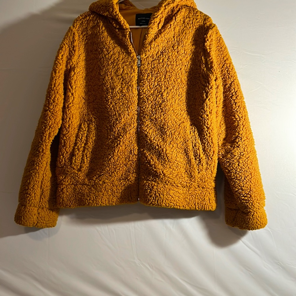 Mustard yellow furry jacket